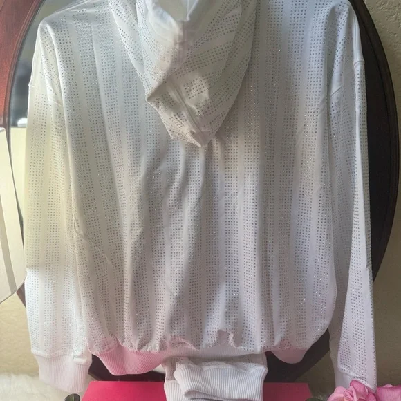Plus Size (Luxury Curvy) White Rhinestone Hoodie and Pants Set - Picture 5 of 11